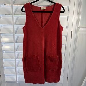 Marine Layer Millie Shift Velour Corduroy V-Neck Mini Dress Jumper